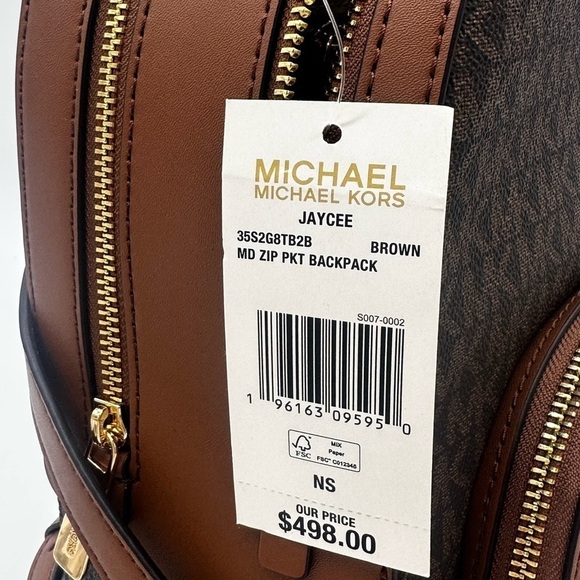 Michael Kors Medium Jaycee Zip Packet Backpack Brown - Picture 14 of 14